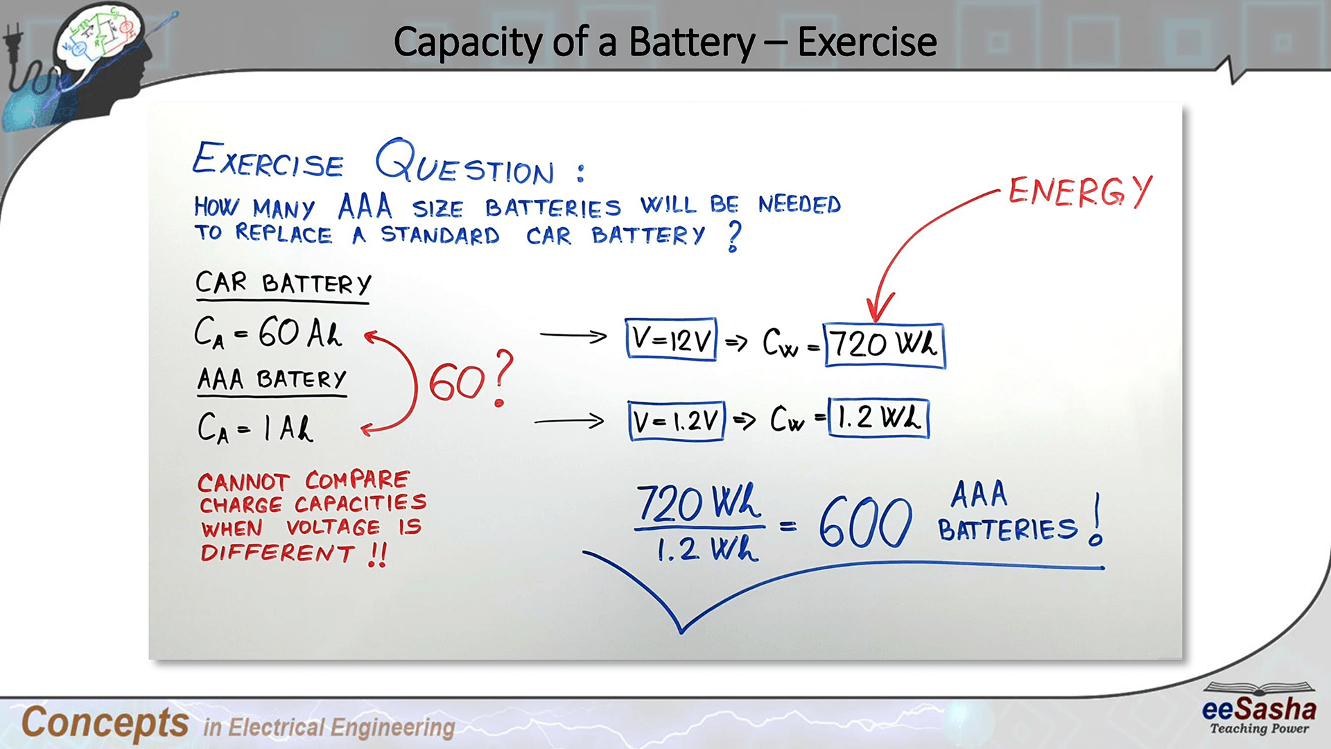 Tradicion almuerzo Embutido Capacity of a Battery – Charge vs Energy Stored – eeSasha Electrical  Engineering Courses